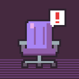The empty boss's chair, purple, with an alert bubble: The Human, owner of Unsupervised